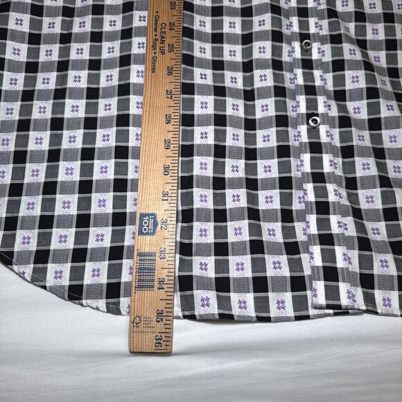 Robert Graham Black White Check Flip Cuff Contrast Button Shirt Mens Sz 3XL EUC - Picture 8 of 14